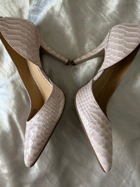Michael Kors Pink Snake Pattern Leather Pointed Toe Stiletto Heels Size 6.5